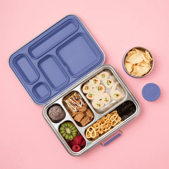 Nudie Rudie Five Compartment Leakproof Stainless Steel Lunch Box (Indigo silicone seal)