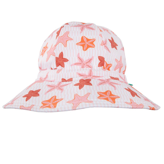 Starfish Wide Brim Swim Hat Pink, Red & Orange