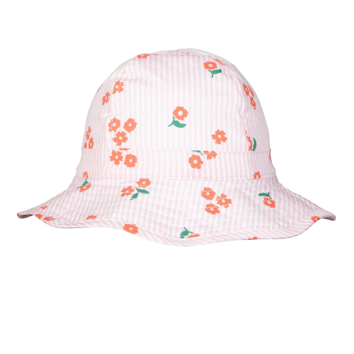 Striped Posy Wide Brim Infant Hat