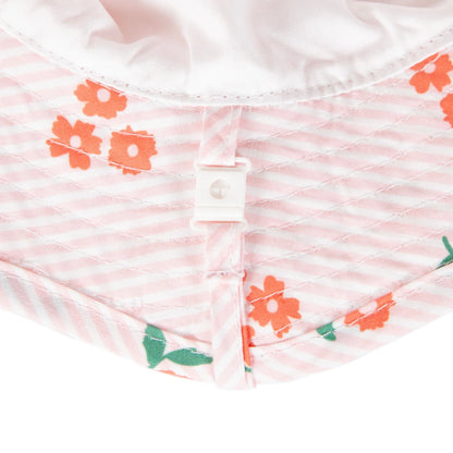 Striped Posy Wide Brim Infant Hat