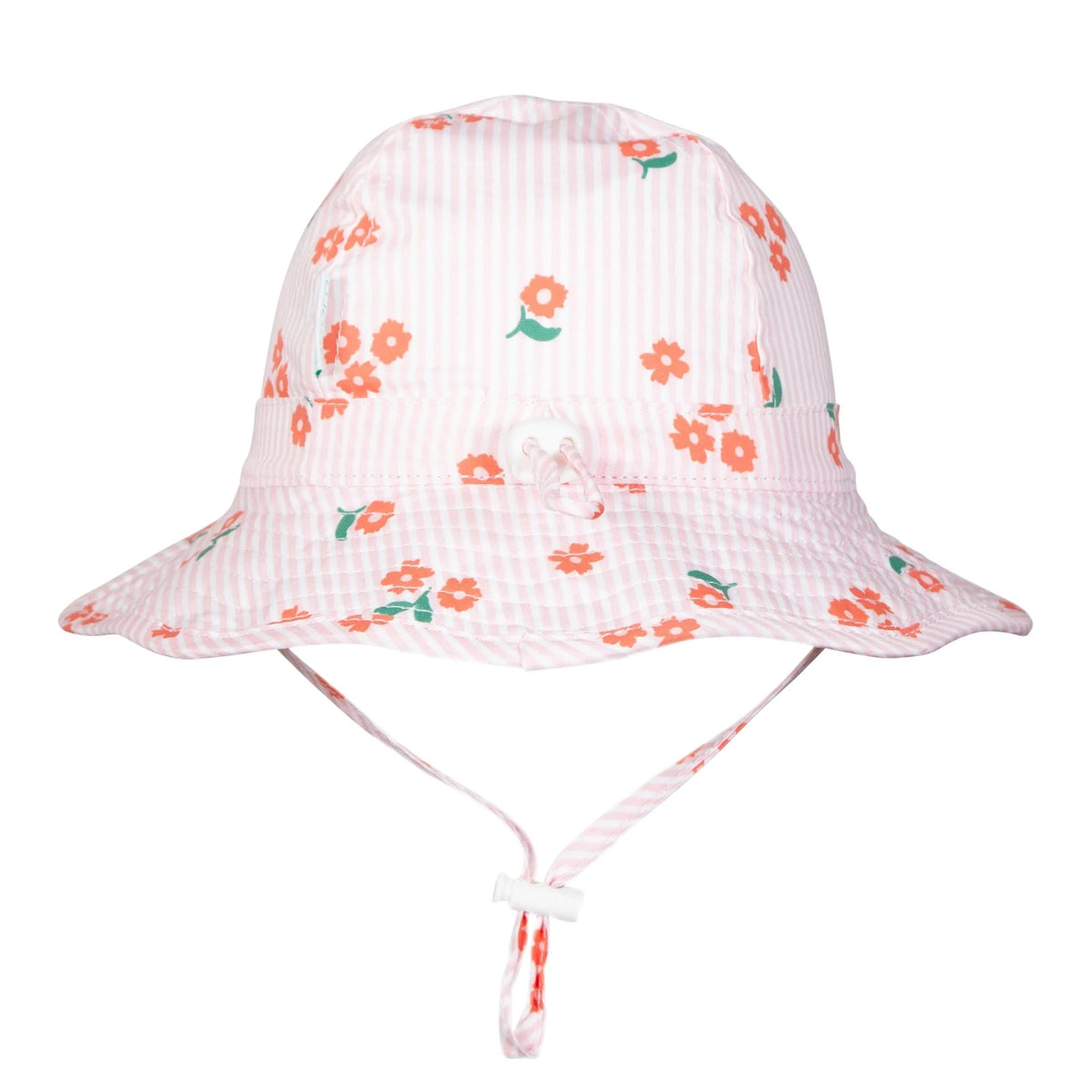 Striped Posy Wide Brim Infant Hat