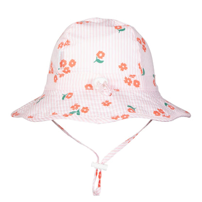 Striped Posy Wide Brim Infant Hat