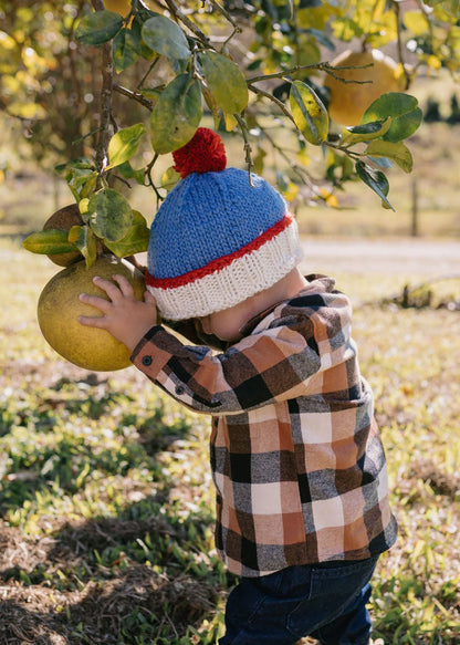 Teddy Beanie - Blue and Red