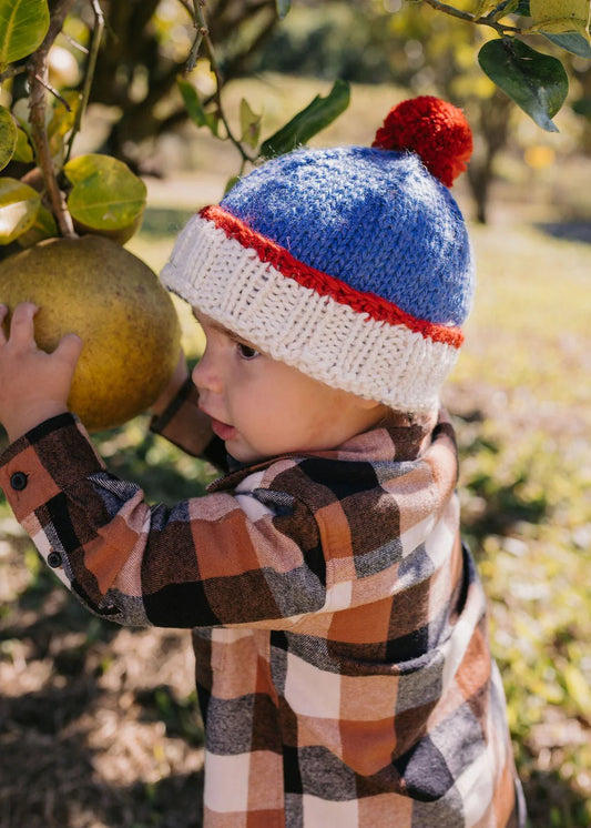 Teddy Beanie - Blue and Red