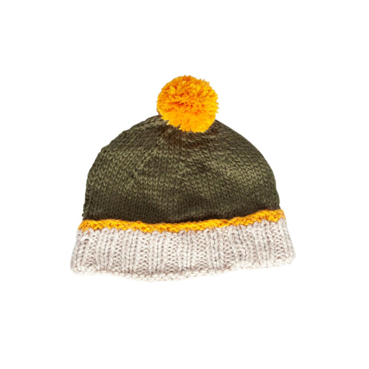 Teddy Beanie - Khaki and Gold