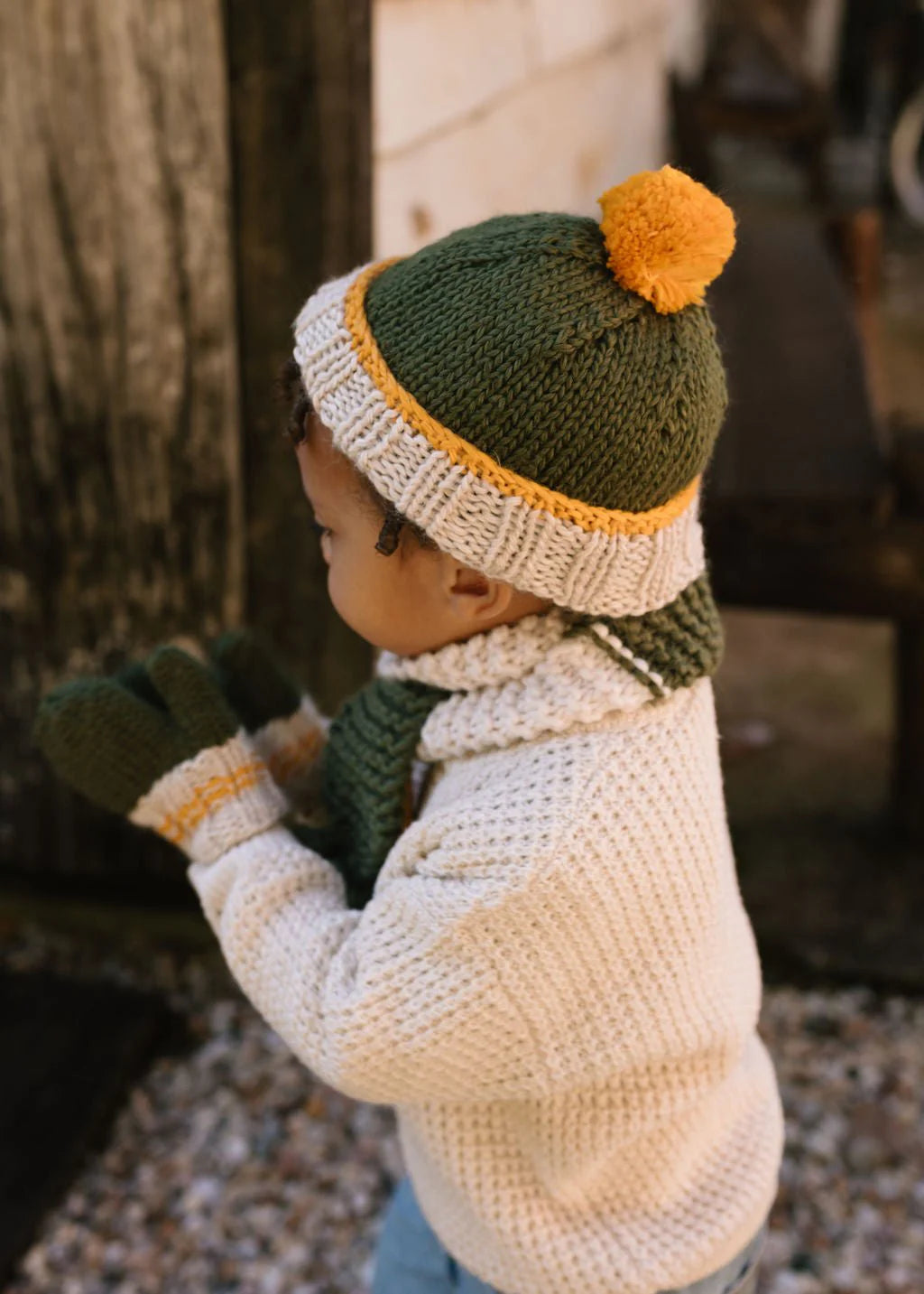 Teddy Beanie - Khaki and Gold