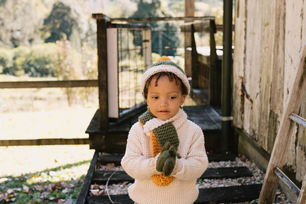Teddy Beanie - Khaki and Gold
