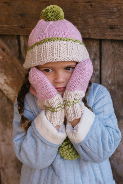 Teddy Beanie - Pink and Green