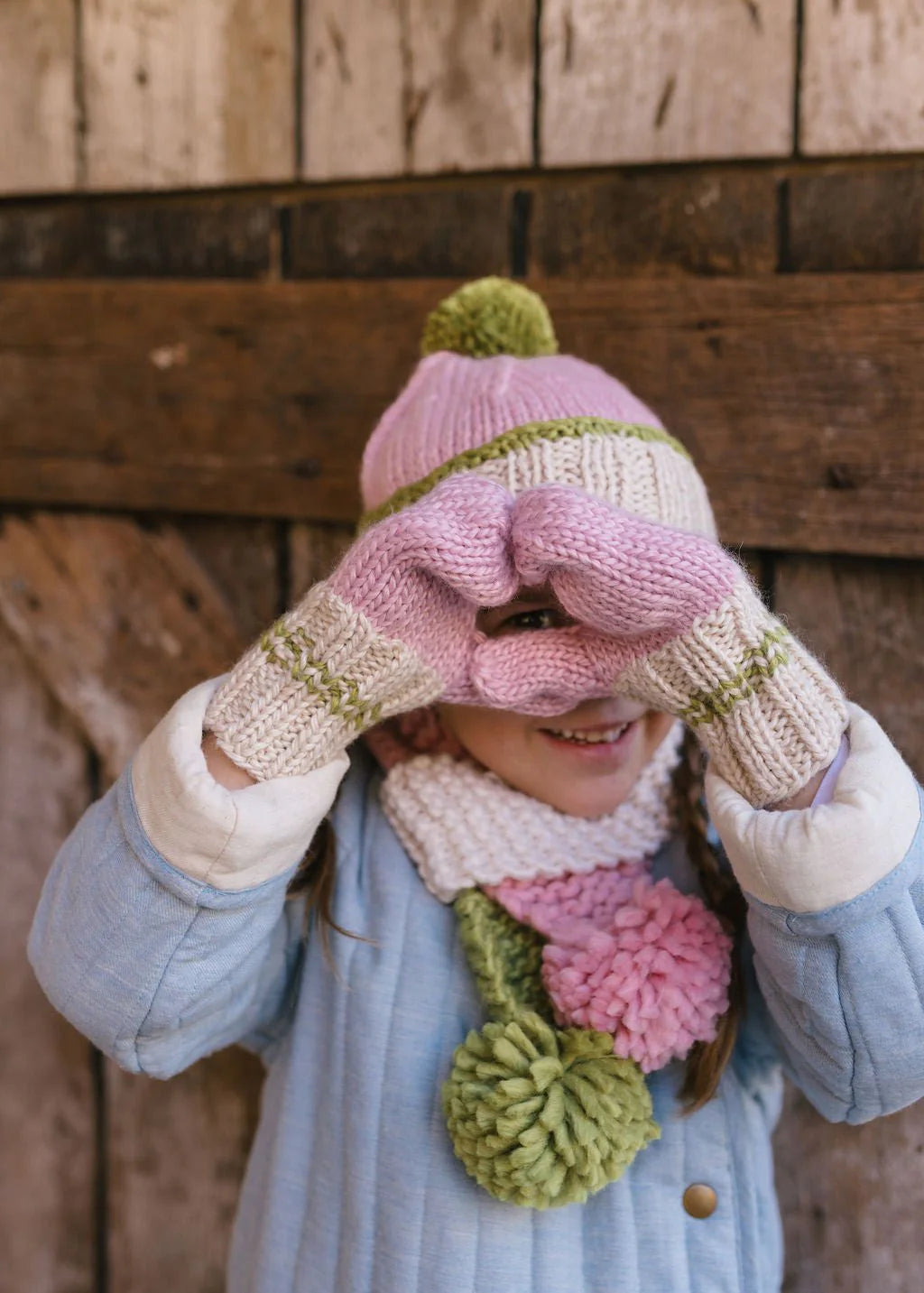 Teddy Beanie - Pink and Green