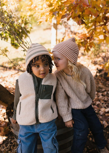 Tokyo Merino Beanie - Sage Stripe